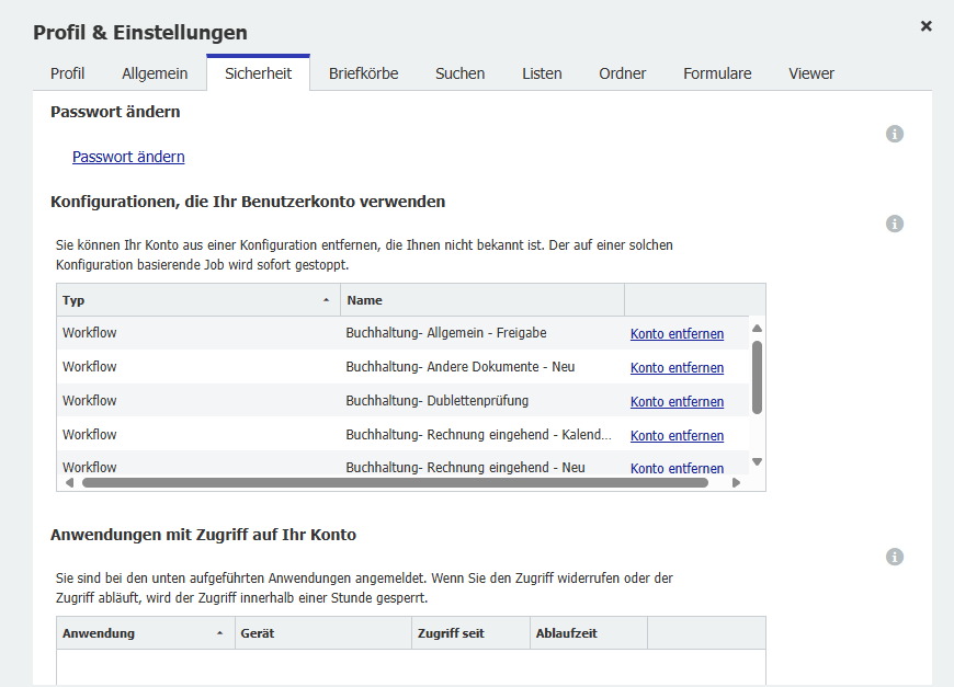Passwort und Sicherheit